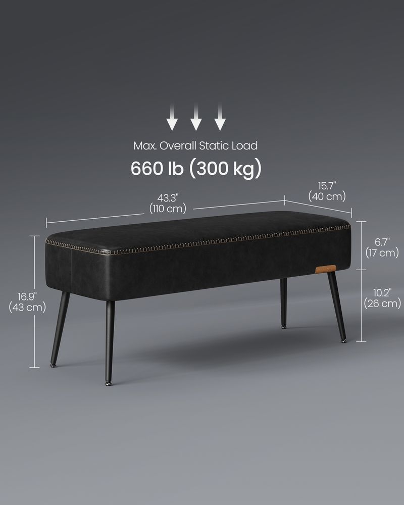 Ottoman Bench With Legs - Upholstered Seating - Multi Purpose