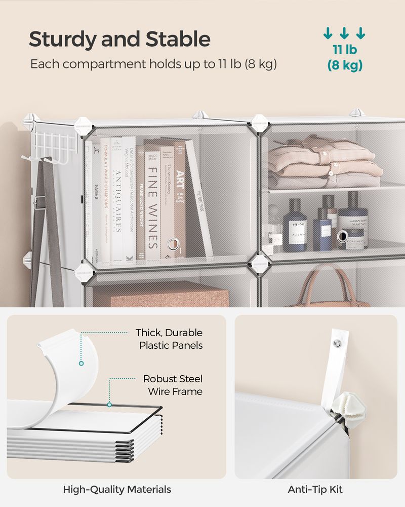 Shoe Organizer Cabinet - 6 Cubes With Doors - Holds 24 Pairs