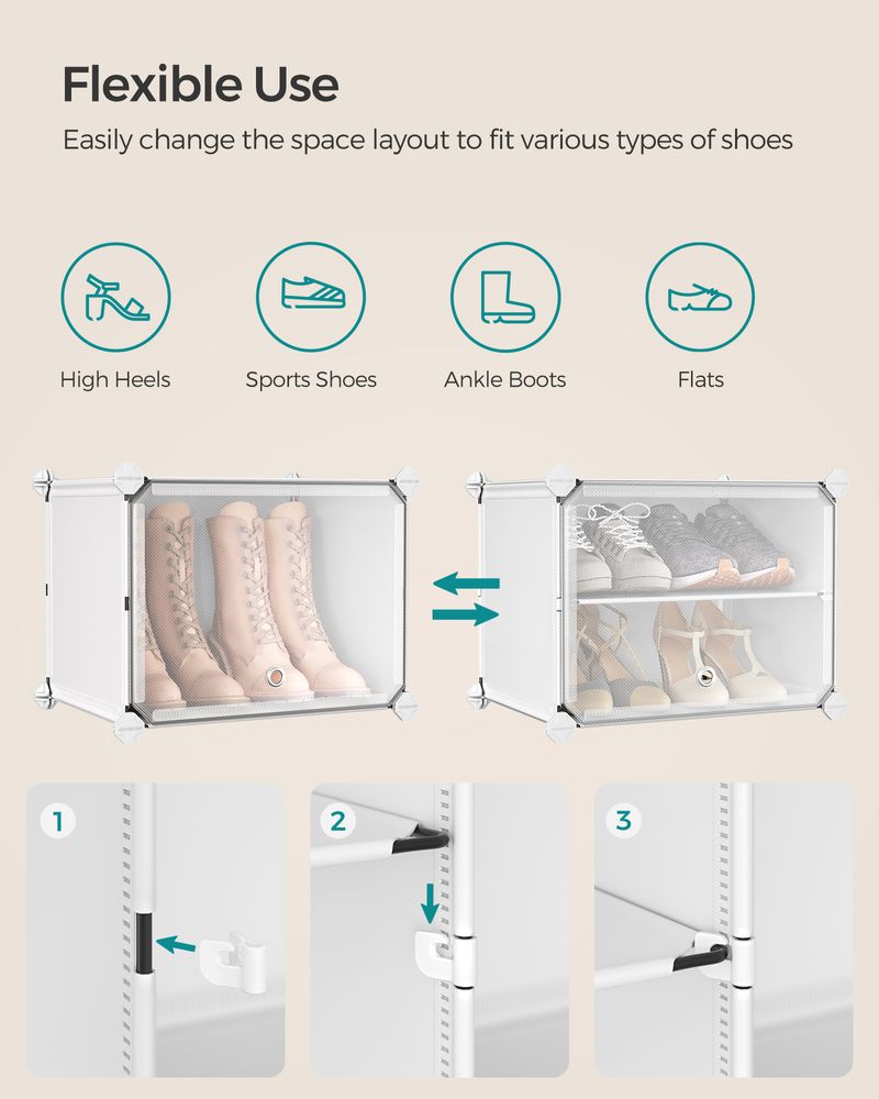 Shoe Organizer Cubes - With Doors - Modular Storage Cabinet