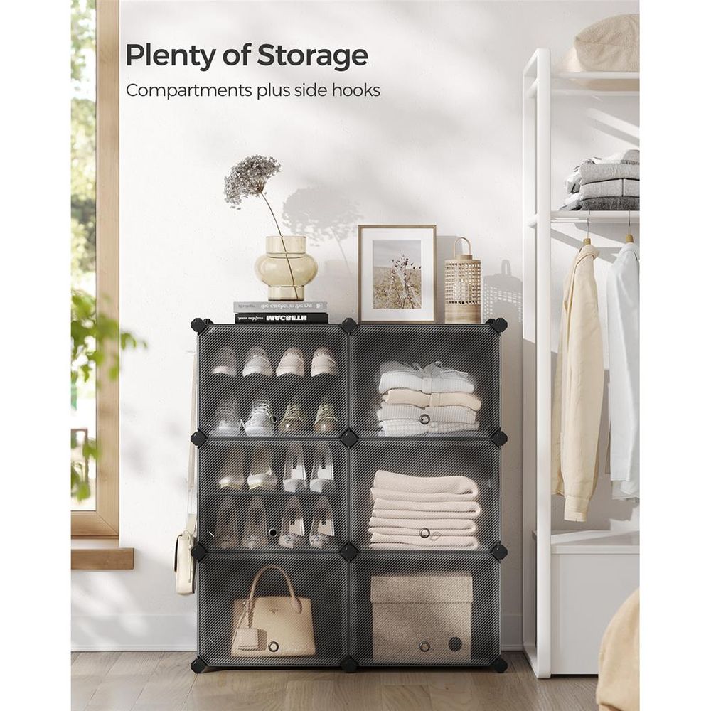 Shoe Organizer Cabinet - 6 Cubes With Doors - Holds 24 Pairs