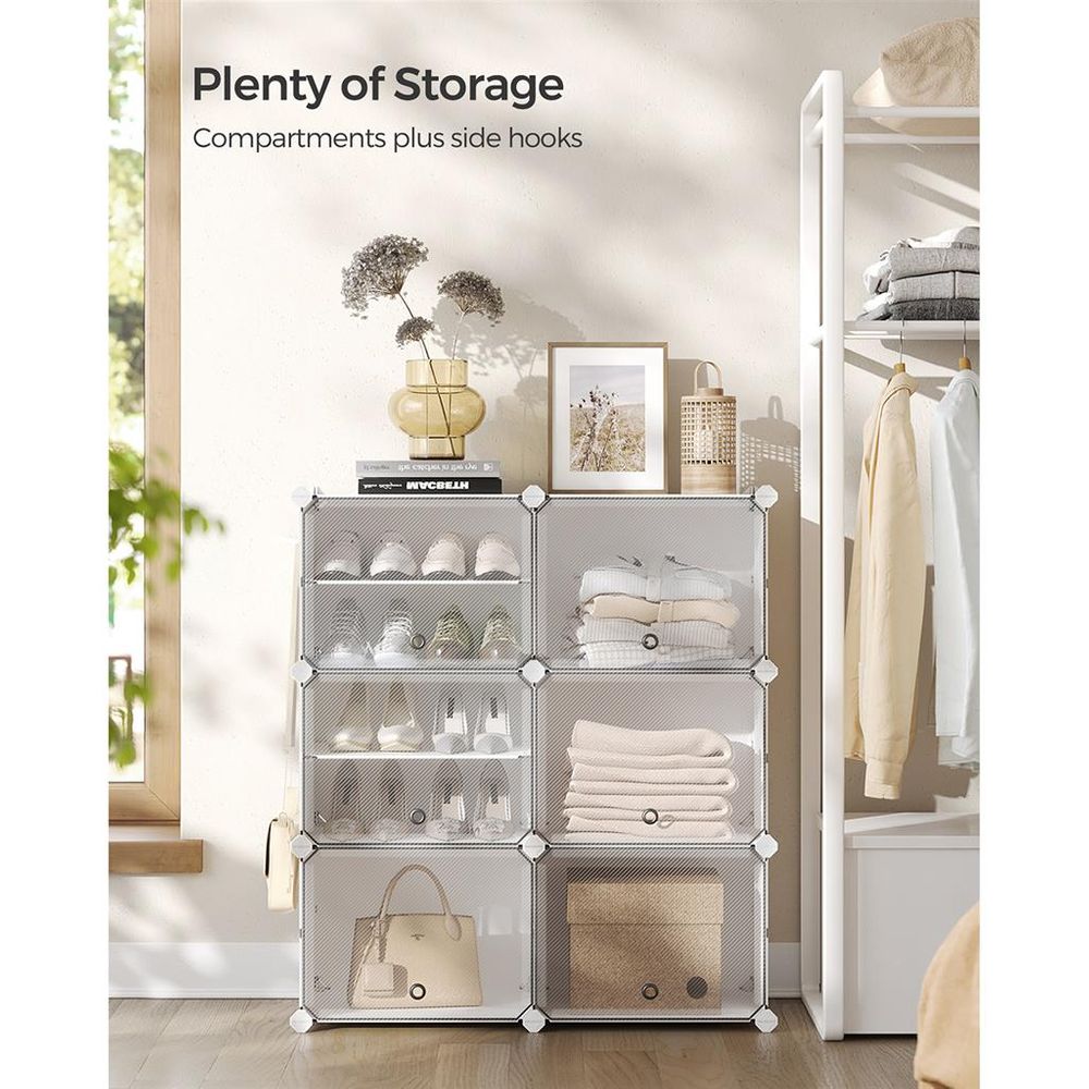 Shoe Organizer Cabinet - 6 Cubes With Doors - Holds 24 Pairs