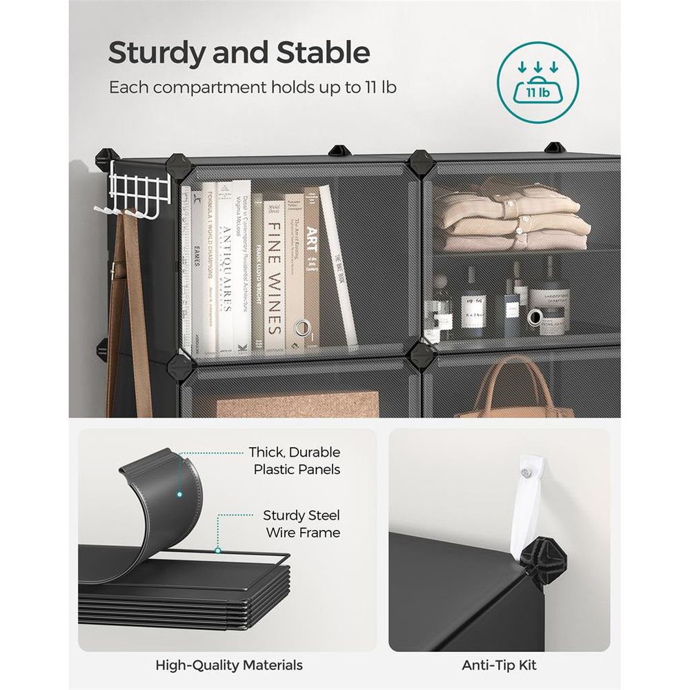Shoe Organizer Cabinet - 6 Cubes With Doors - Holds 24 Pairs