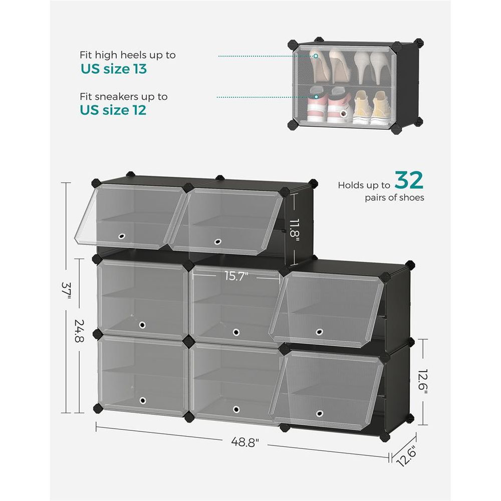 Shoe Organizer Cabinet - 6 Cubes With Doors - Holds 24 Pairs
