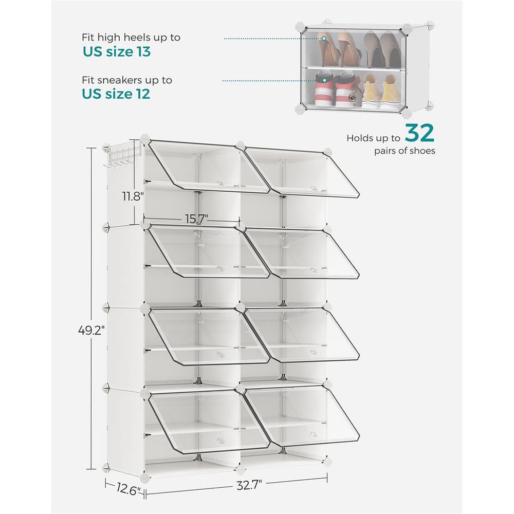 Shoe Organizer Cabinet - 6 Cubes With Doors - Holds 24 Pairs