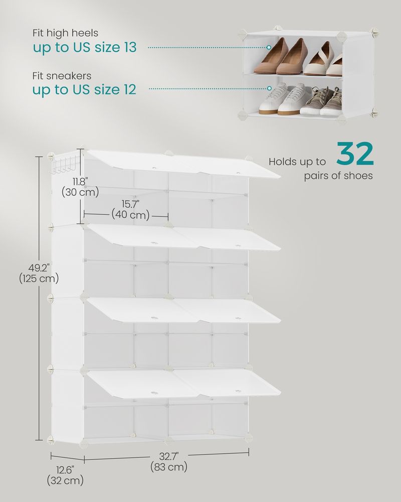 Shoe Organizer Cubes - With Doors - Modular Storage Cabinet