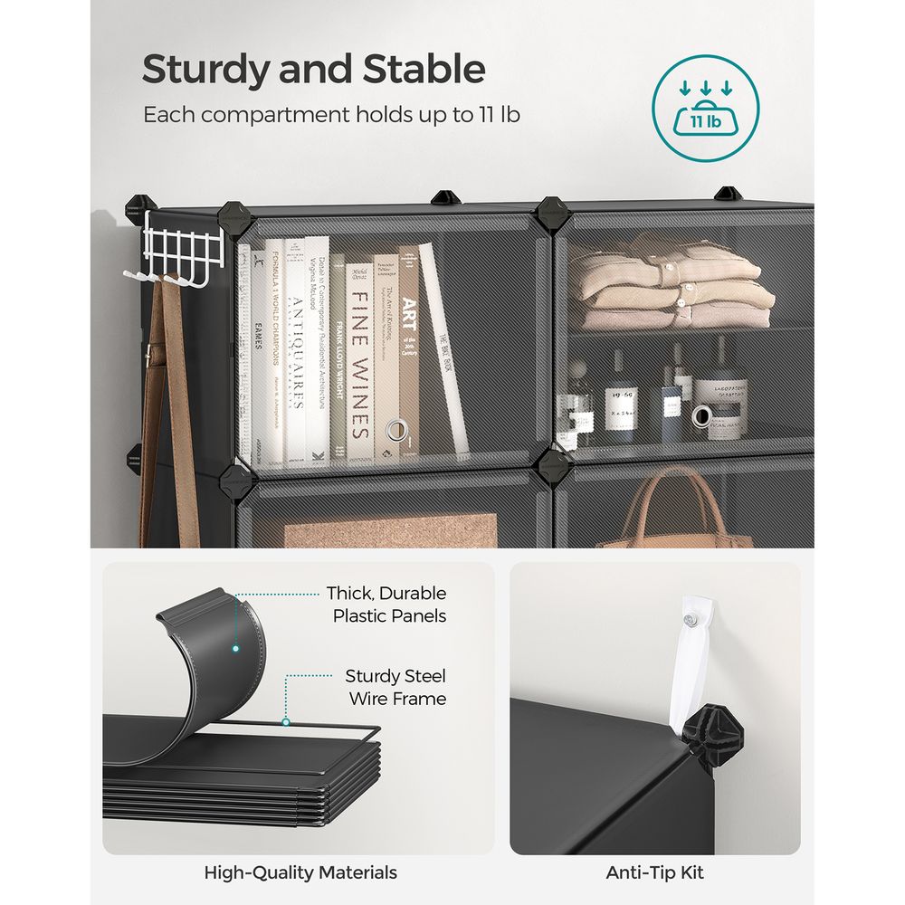 Shoe Organizer Cabinet - 6 Cubes With Doors - Holds 24 Pairs
