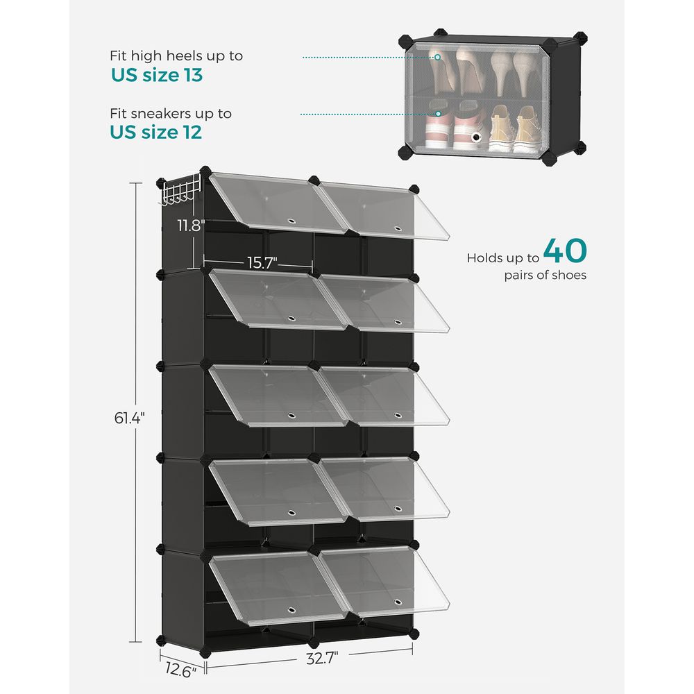Shoe Organizer Cabinet - 6 Cubes With Doors - Holds 24 Pairs