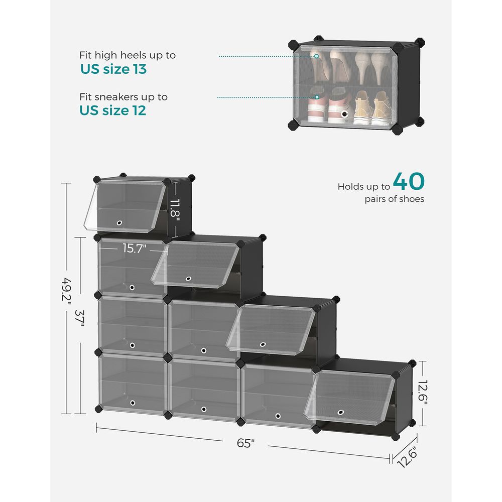 Shoe Organizer Cabinet - 6 Cubes With Doors - Holds 24 Pairs