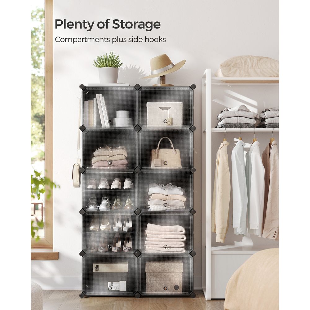 Shoe Organizer Cabinet - 6 Cubes With Doors - Holds 24 Pairs