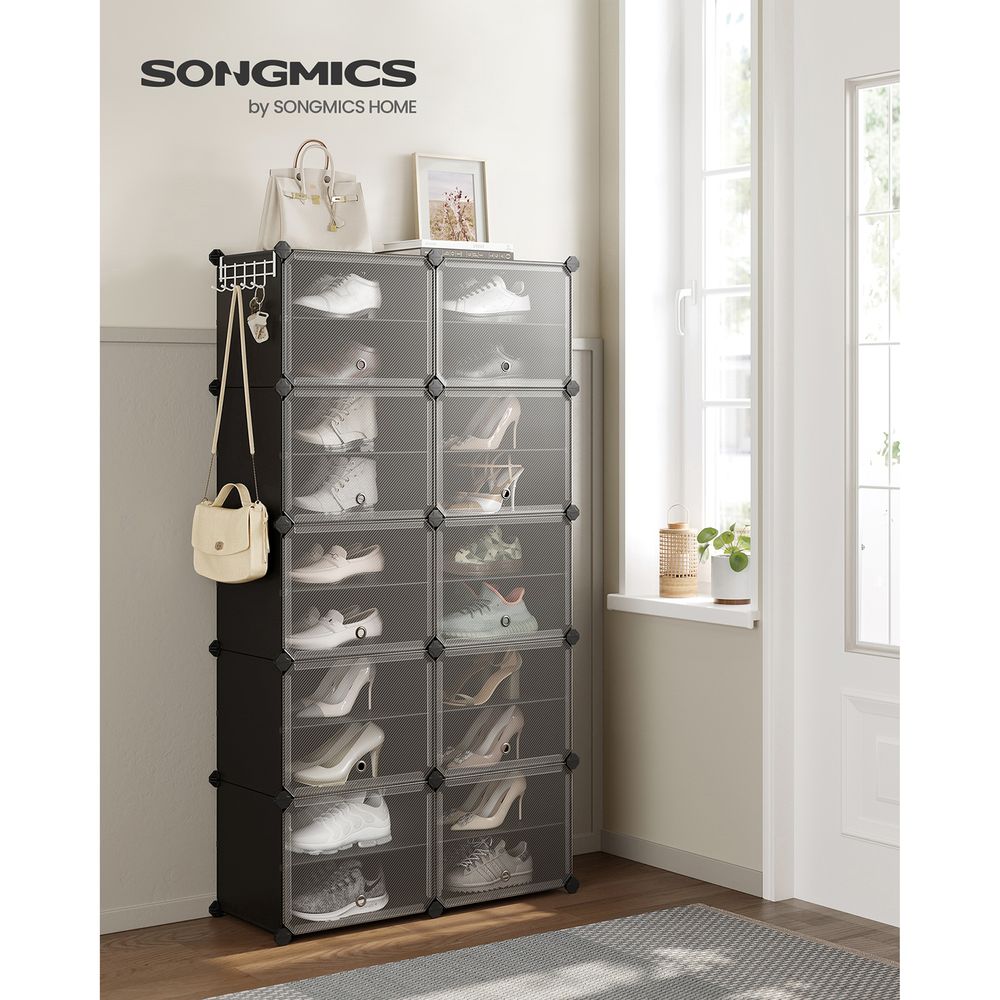 Shoe Organizer Cabinet - 6 Cubes With Doors - Holds 24 Pairs