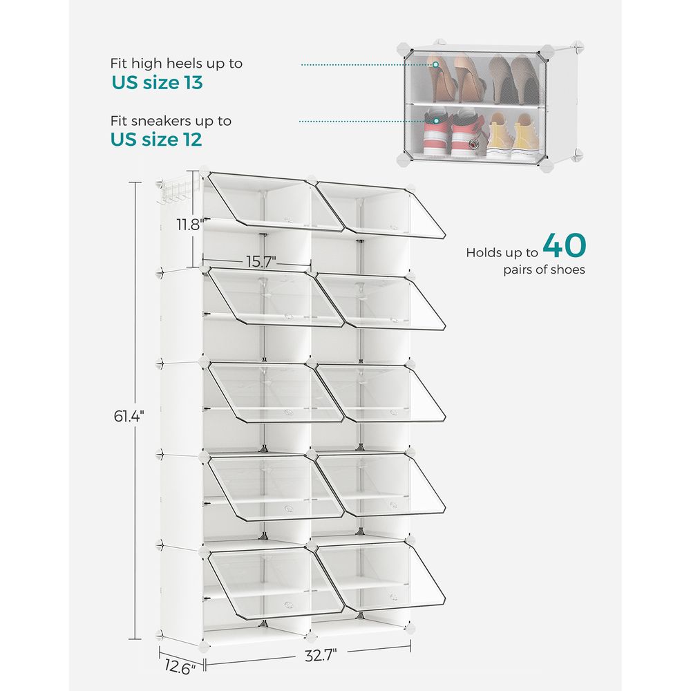 Shoe Organizer Cabinet - 6 Cubes With Doors - Holds 24 Pairs