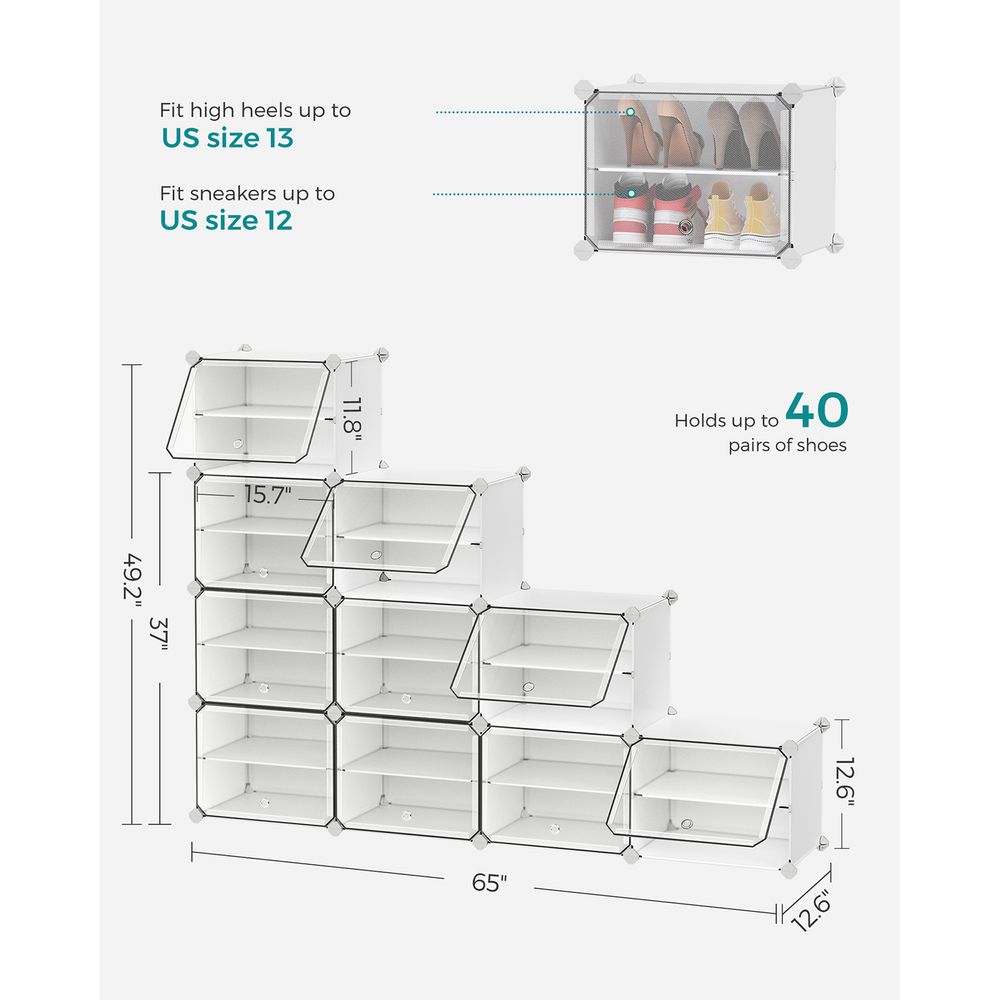 Shoe Organizer Cabinet - 6 Cubes With Doors - Holds 24 Pairs