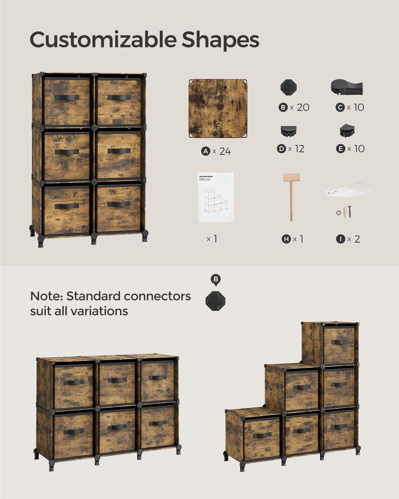 Cube Storage Organizer - With Storage Boxes - Set Of 16