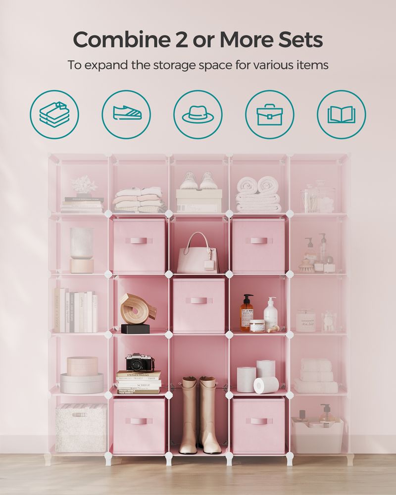 Cube Storage Organizer - With Storage Boxes - Set Of 16