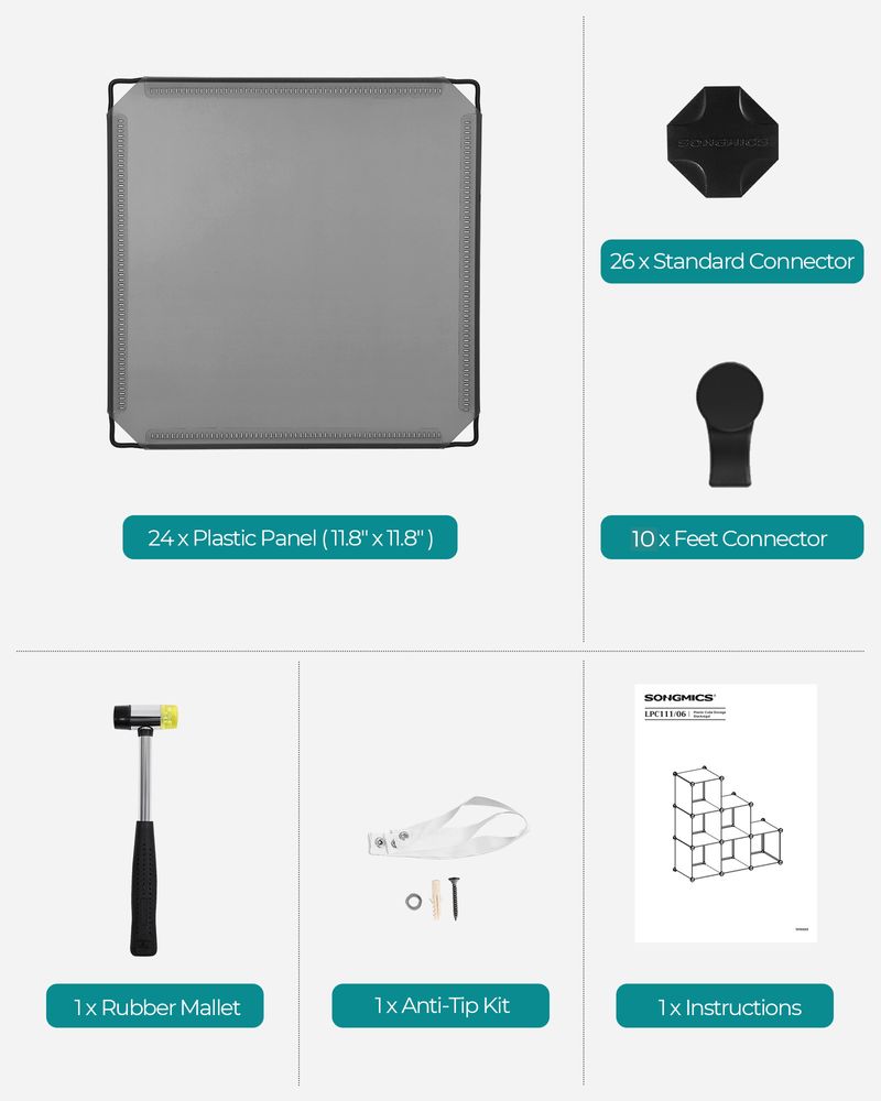 Cube Storage Organizer - 6 Cubes With Feet - Modular Design