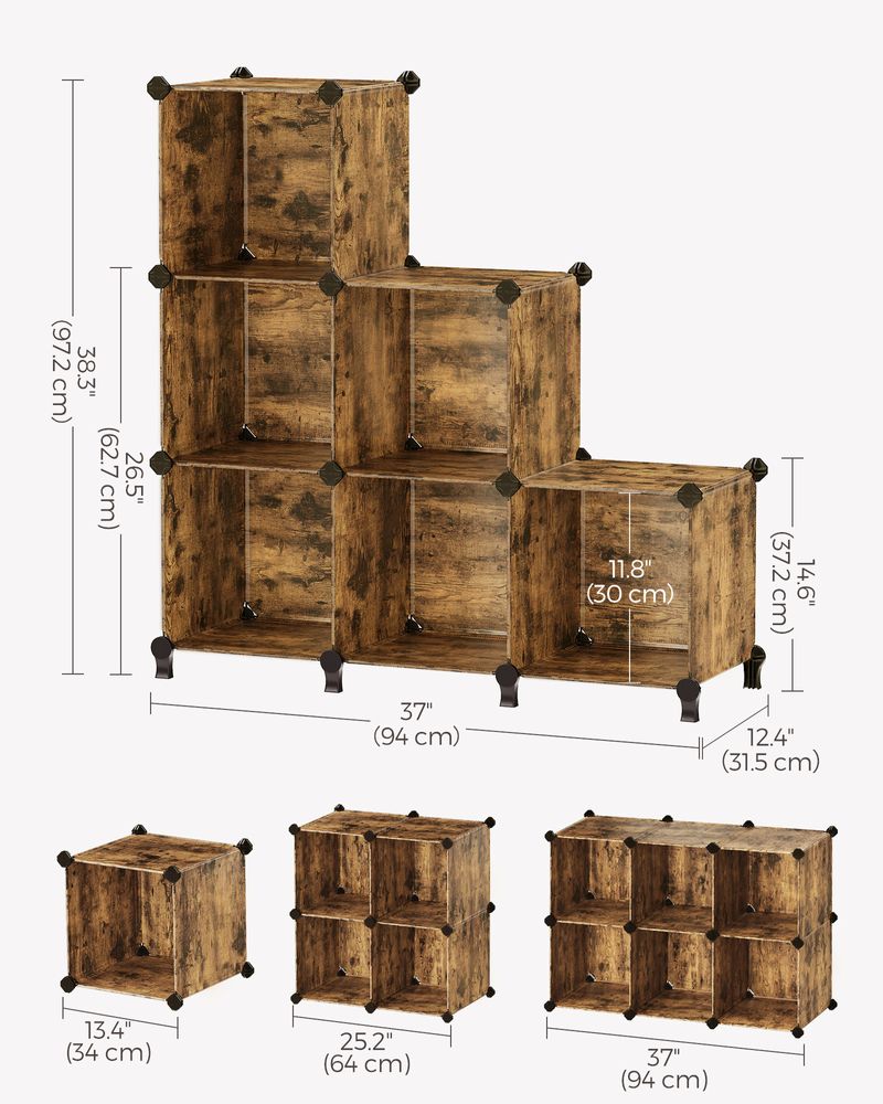 Cube Storage Organizer - 6 Cubes With Feet - Modular Design