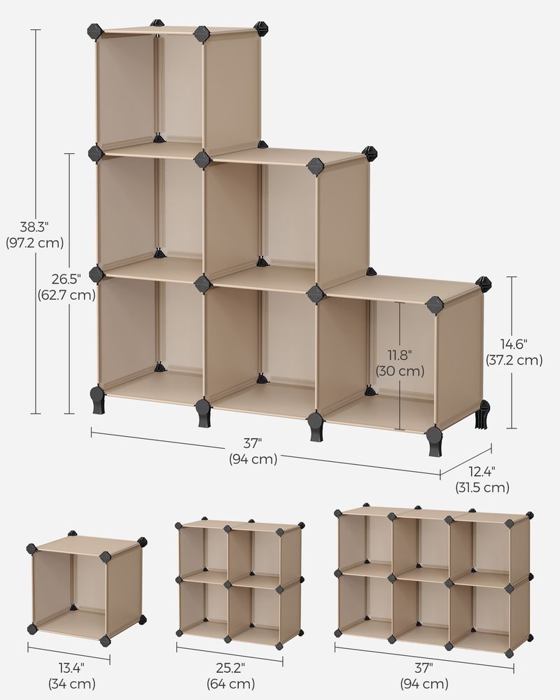 Cube Storage Organizer - 6 Cubes With Feet - Modular Design