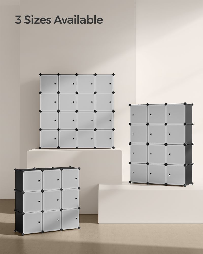Cube Storage Organizer - With Doors - Set Of 12 Plastic Cubes