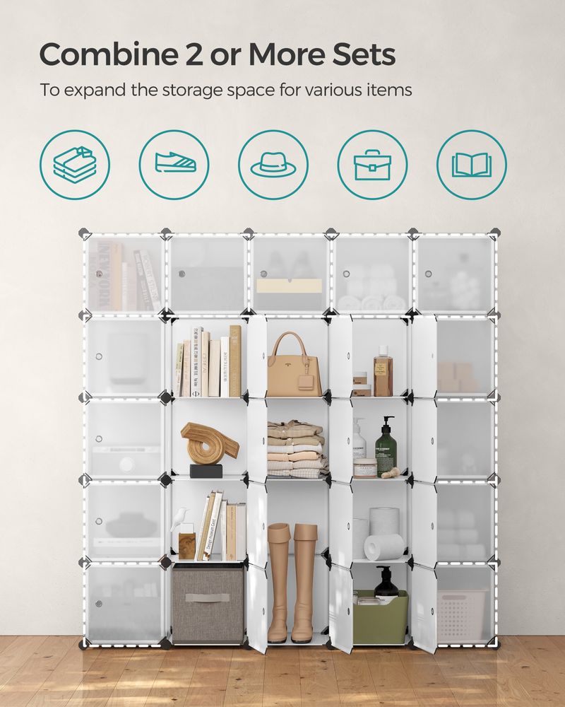 Cube Storage Organizer - With Doors - Set Of 12 Plastic Cubes