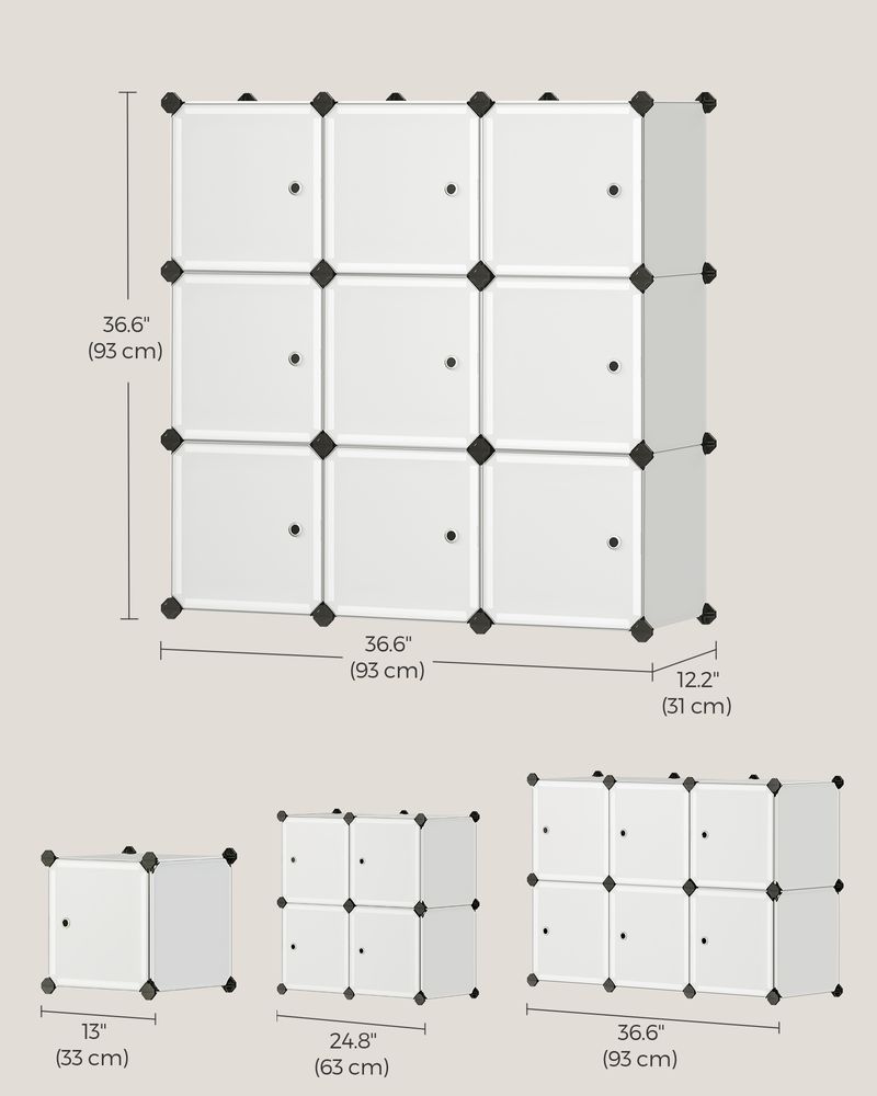 Cube Storage Organizer - With Doors - Set Of 12 Plastic Cubes