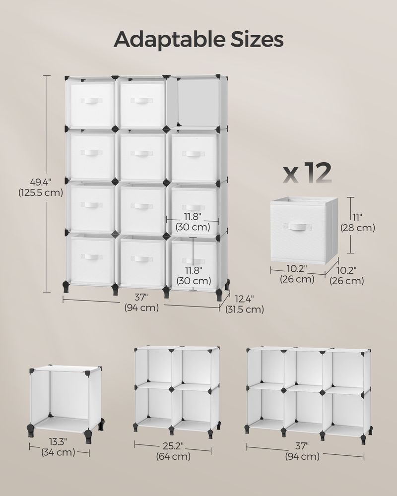 Cube Storage Organizer - With Storage Boxes - Set Of 16
