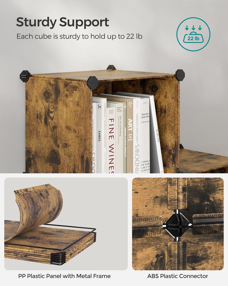 Cube Storage Organizer - 6 Cubes With Feet - Modular Design