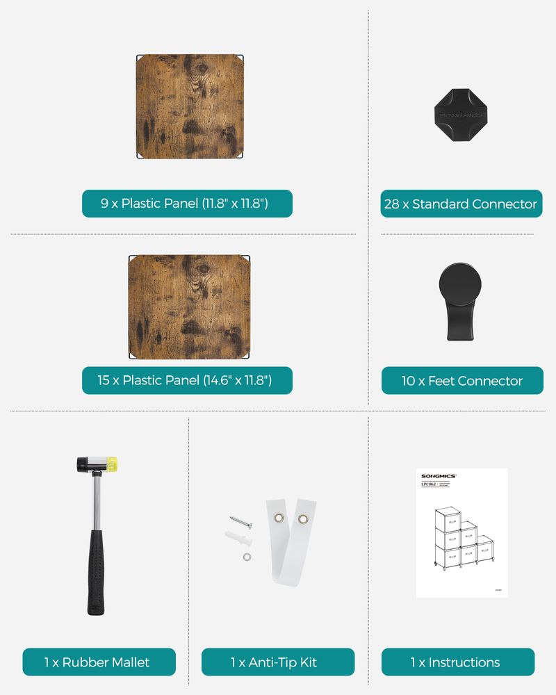 Cube Storage Organizer - 6 Cubes With Feet - Modular Design