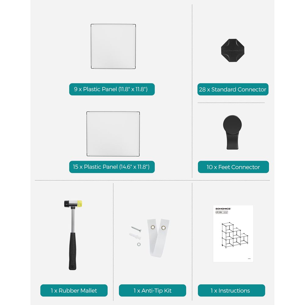 Cube Storage Organizer - 6 Cubes With Feet - Modular Design
