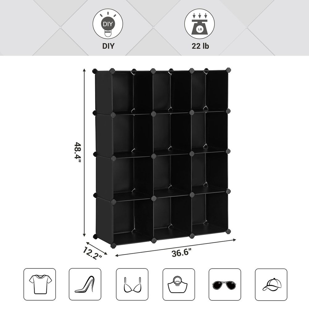 Cube Storage Organizer - Modular Plastic - Set Of 16 Cubes