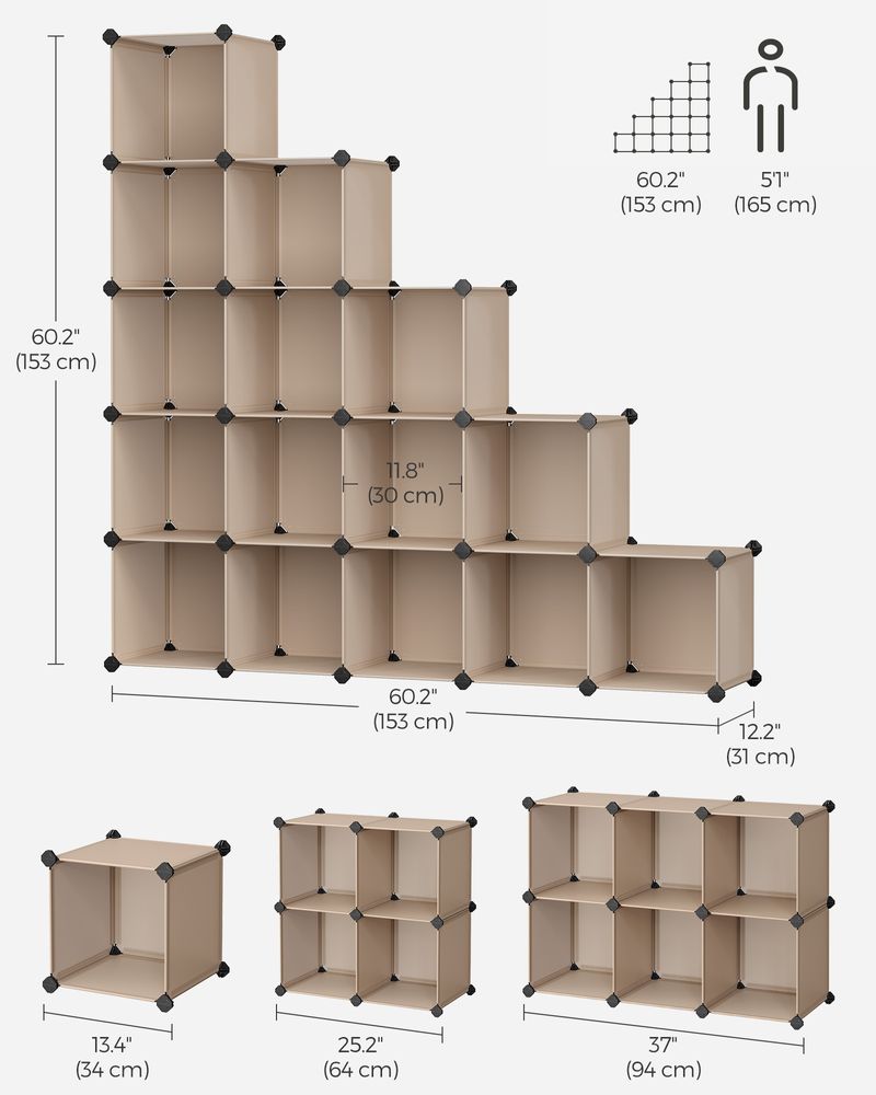 Cube Storage Organizer - Modular Plastic - Set Of 16 Cubes