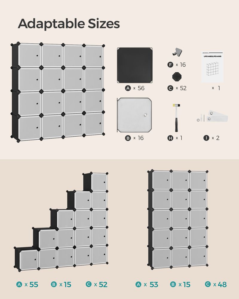 Cube Storage Organizer - With Doors - Set Of 12 Plastic Cubes