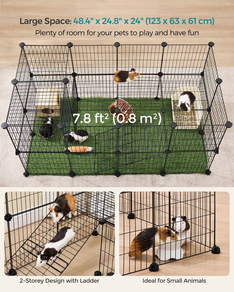 Pet Playpen Modular Small Animal Enclosure 2 Story Indoor Cage