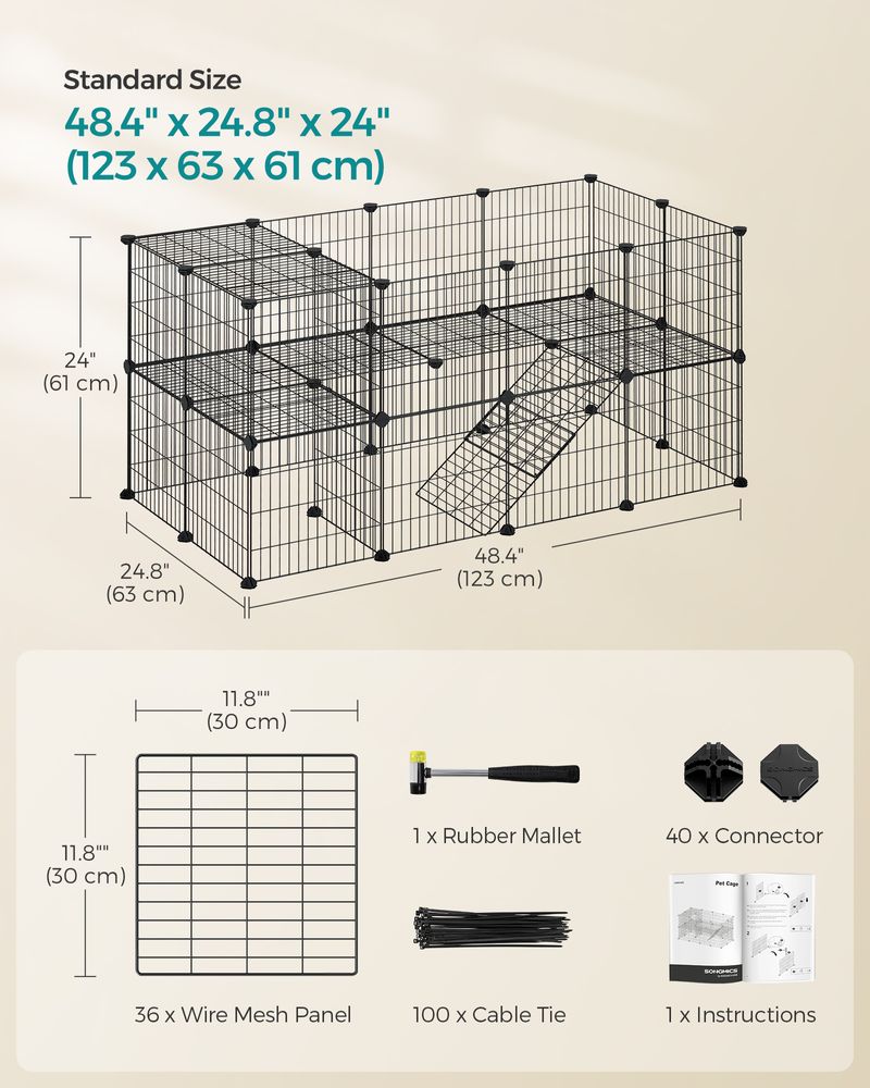 Pet Playpen Modular Small Animal Enclosure 2 Story Indoor Cage