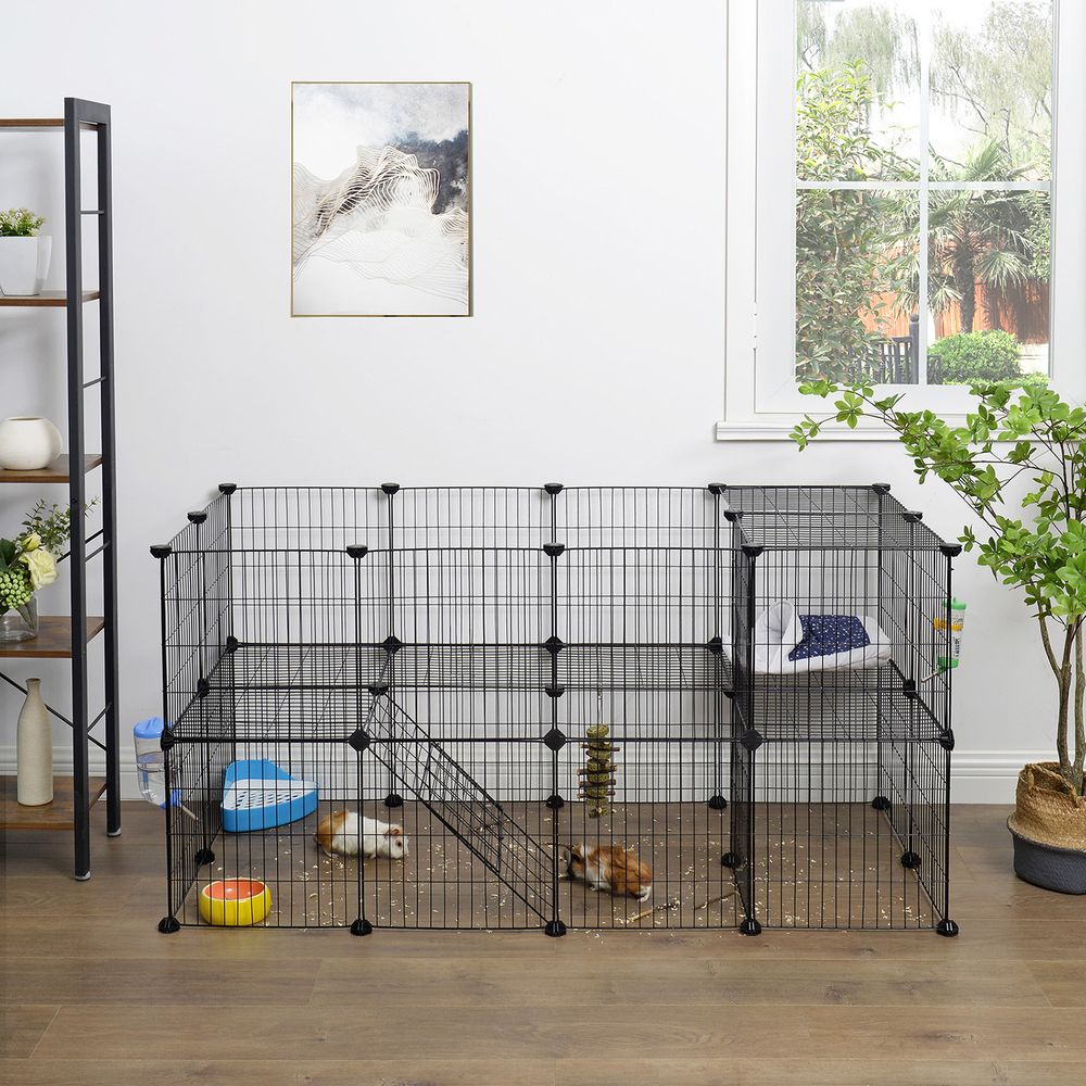 Pet Playpen Modular Small Animal Enclosure 2 Story Indoor Cage