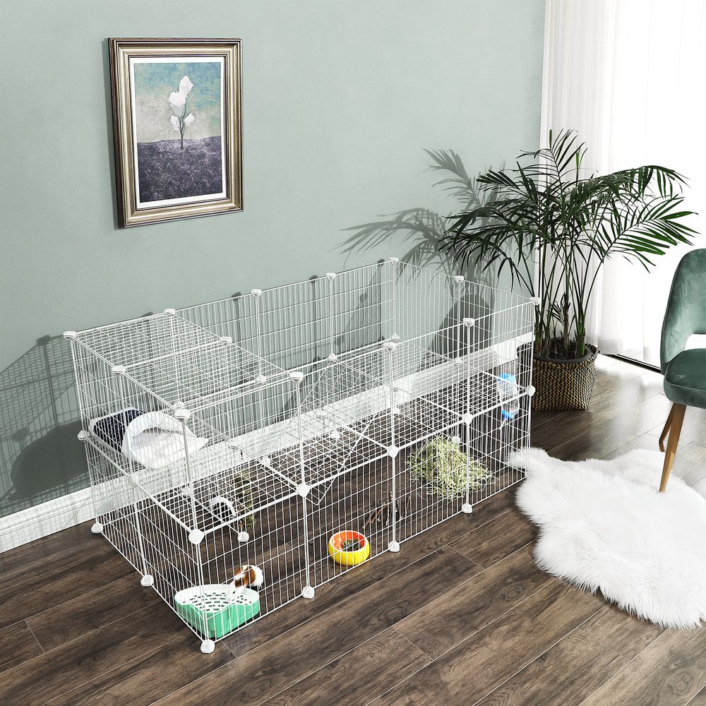 Pet Playpen Modular Small Animal Enclosure 2 Story Indoor Cage