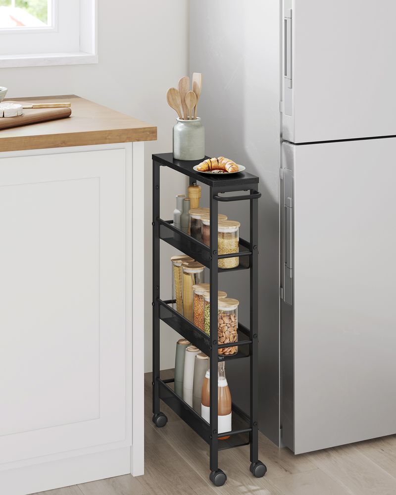 Rolling Storage Cart - 4 Or 5 Tier - Slim With Wheels