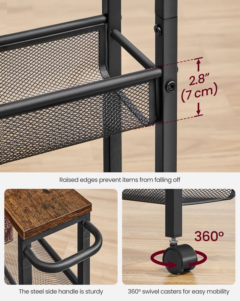 Rolling Storage Cart - 4 Or 5 Tier - Slim With Wheels