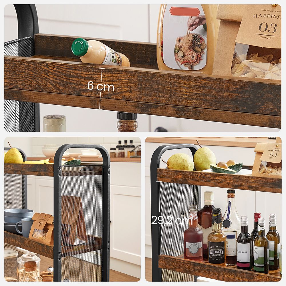 Narrow Storage Cart - 3 Tier - Rolling With Wheels