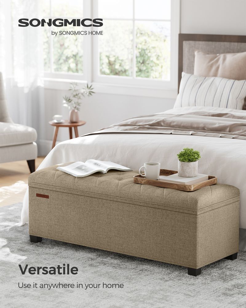 Storage Ottoman Bench With Legs - 660 lb Load - Large Capacity