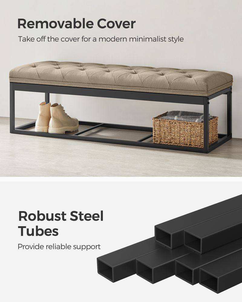 Storage Ottoman Bench With Legs - Large Capacity - 660 lb Load