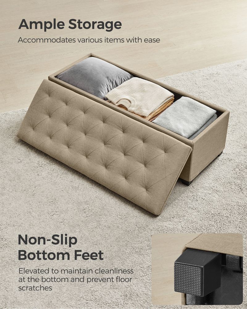 Storage Ottoman Bench With Legs - 660 lb Load - Large Capacity