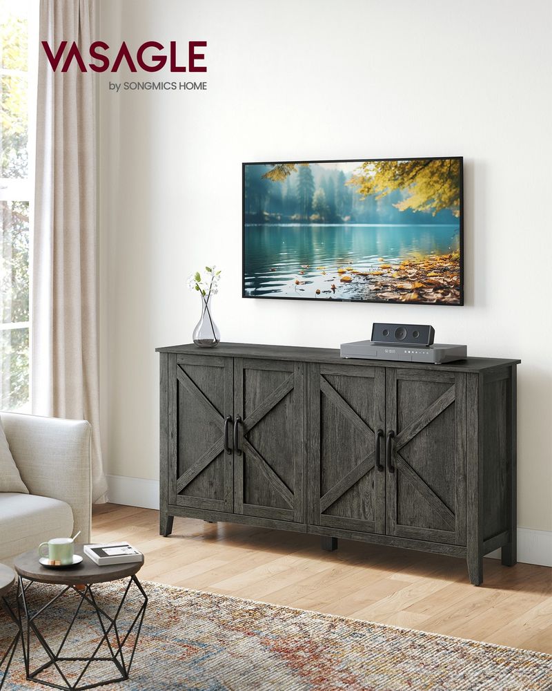 Buffet Storage Cabinet With Adjustable Shelves 4 Door Sideboard