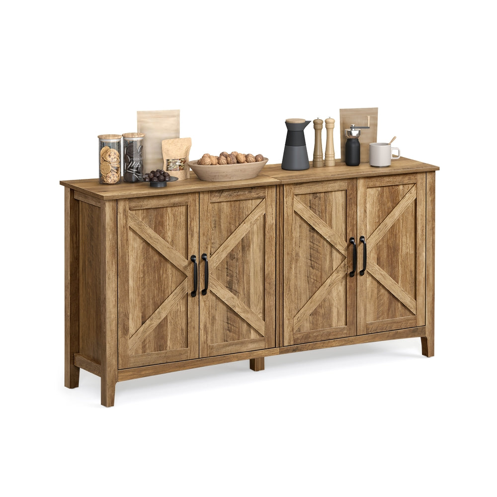 Buffet Storage Cabinet With Adjustable Shelves 4 Door Sideboard