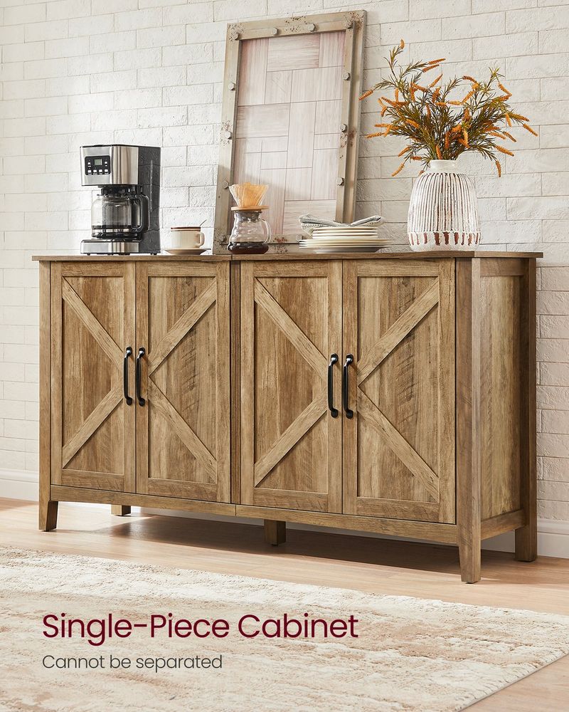 Buffet Storage Cabinet With Adjustable Shelves 4 Door Sideboard