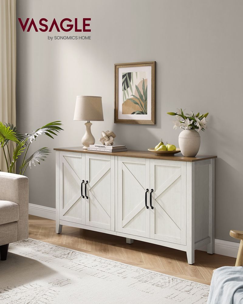 Buffet Storage Cabinet With Adjustable Shelves 4 Door Sideboard