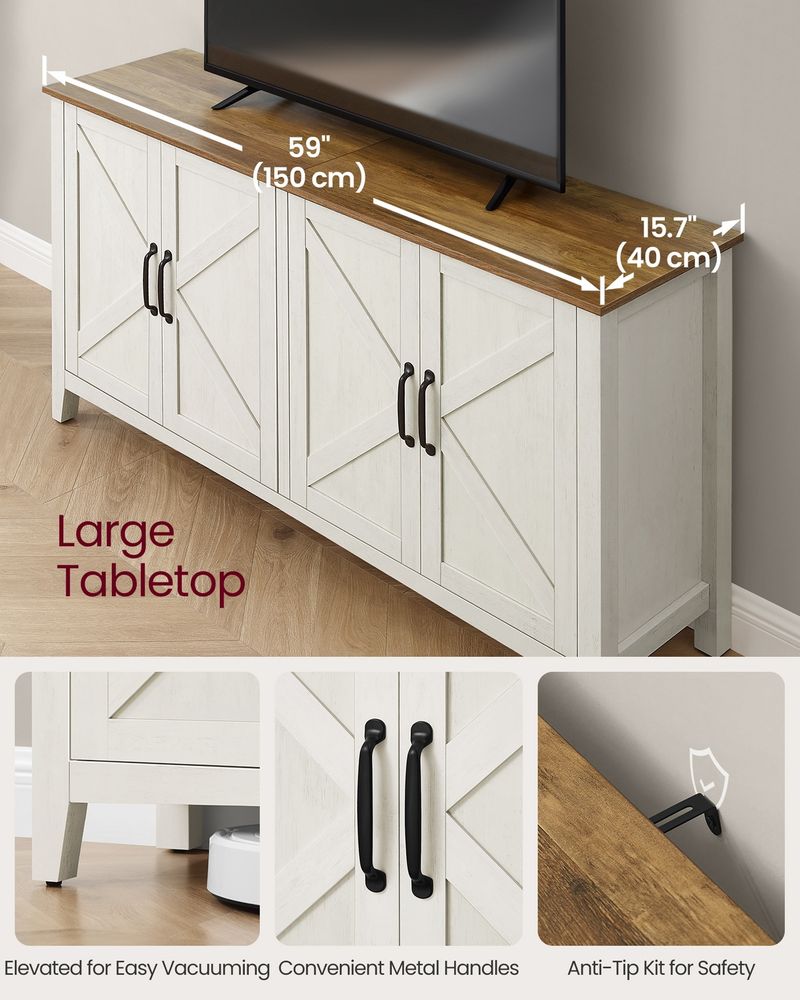 Buffet Storage Cabinet With Adjustable Shelves 4 Door Sideboard