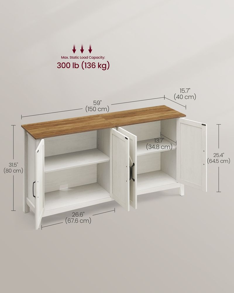 Buffet Storage Cabinet With Adjustable Shelves 4 Door Sideboard