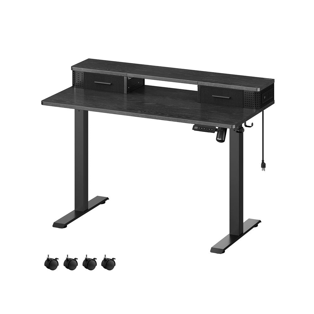Electric Standing Desk With Drawers – Height Adjustable – Built-In Power Outlets