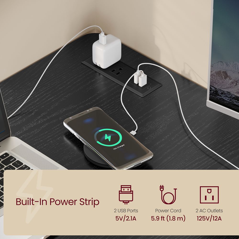 L-Shaped Electric Standing Desk – Height Adjustable – With Power Outlets