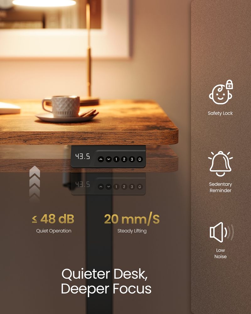 Standing Desk – Electric Height Adjustable – Memory Presets & Hooks